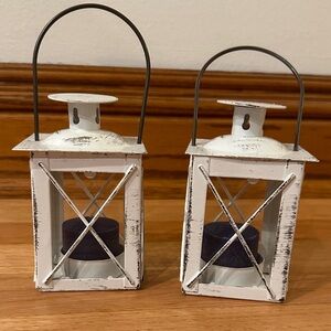 White Rustic Lantern Set
